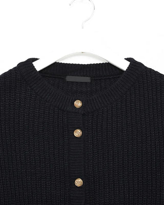 Gold Button Square Pocket Ribbed Cardigan