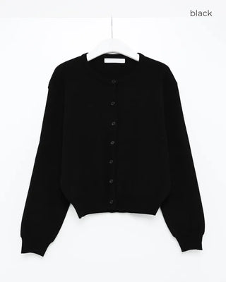 Wool round neck cardigan