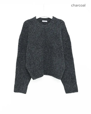 Drop-shoulder wool-blend knit sweater