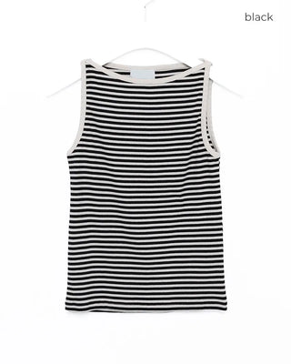 Boat neck striped sleeveless