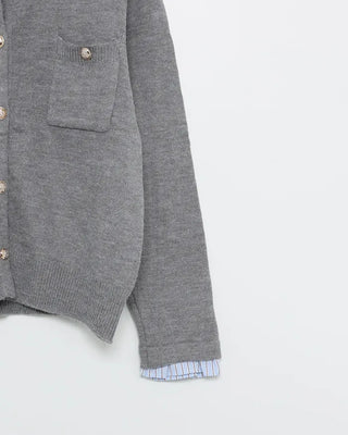 Frill-point button cardigan