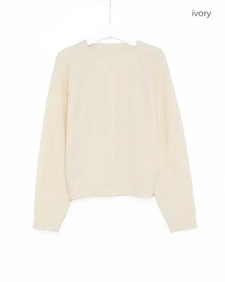Ribbed crew neck cardigan