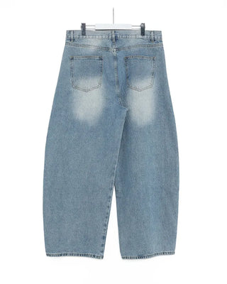 Washed balloon denim pants