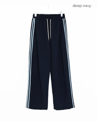 Nylon two-tone elastic waist pants