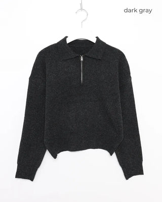 Half-zip-up color knit