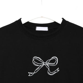 Ribbon short-sleeved cropped T-shirt