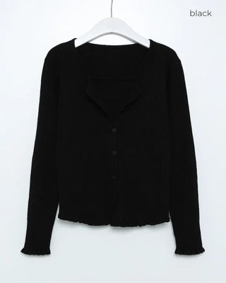 Knit frill camisole & cardigan set