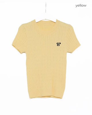 Ribbon Stitch Half-Sleeve Knit