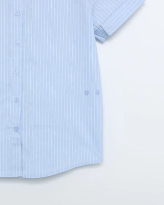 Striped side snap half shirt