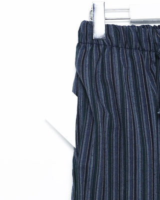 Striped linen elastic waist pants