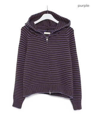 Striped knit zip-up