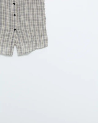 Chest Shirring Check Short-Sleeve Shirt