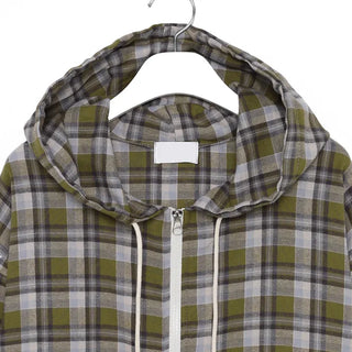 (Unisex) Check Hooded Zip-Up
