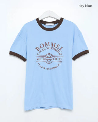 Ringer lettering half T-shirt