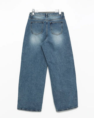Low-waisted wide-leg denim pants