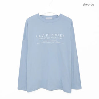 Simple lettering long-sleeved T-shirt