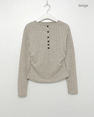 Lace-layered button-detail T-shirt