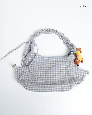 Checked gathered shoulder bag