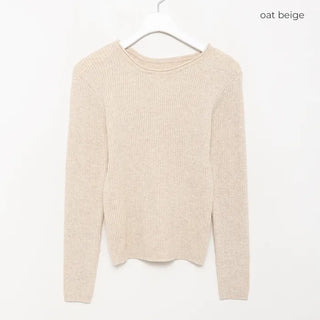 Wool ribbed neckline knit