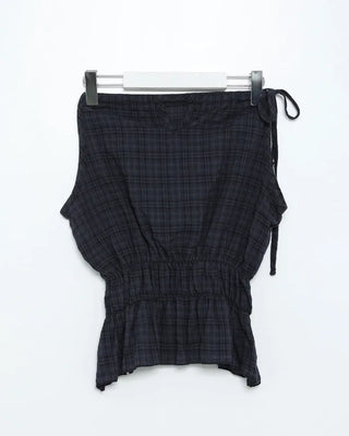 Checked halter neck sleeveless top