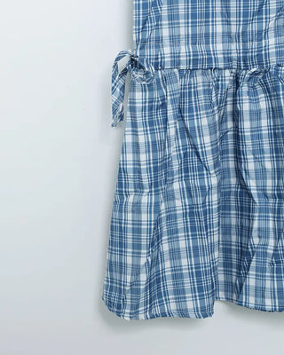 Checkered frill ribbon dress