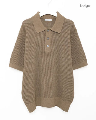 Three-button short-sleeved colored knit