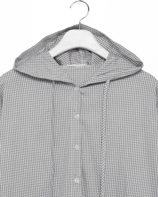 Gingham check hooded shirt