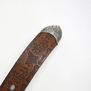Butterfly perforated leather belt