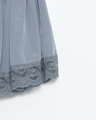 Wide lace hem mini flare skirt