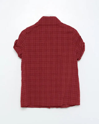 Check Ripple Pintuck Roll-Up Shirt