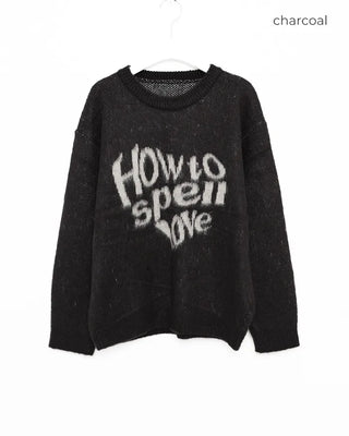 Heart Lettering Hair Loose Sweater