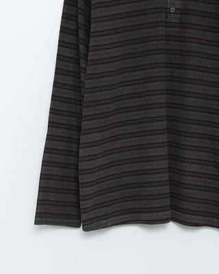 Pigment Border Point Henley Neck Long-Sleeve T-Shirt