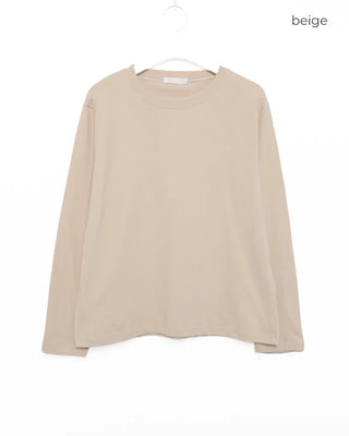 Simple round neck collar long-sleeve T-shirt