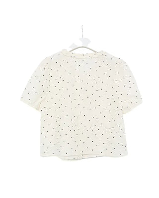V-neck polka dot pattern ruffle blouse