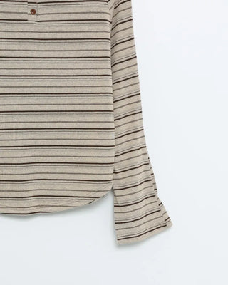 Striped button-down off-shoulder T-shirt