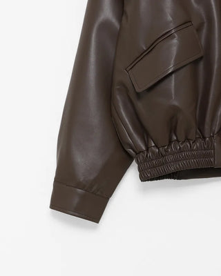 Oversized Collar Faux Leather Jacket