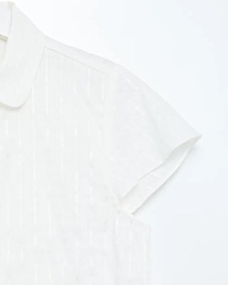 Flower stripe flared cap sleeve blouse
