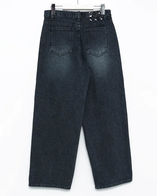 Natural Wash Rib Wide Denim Pants