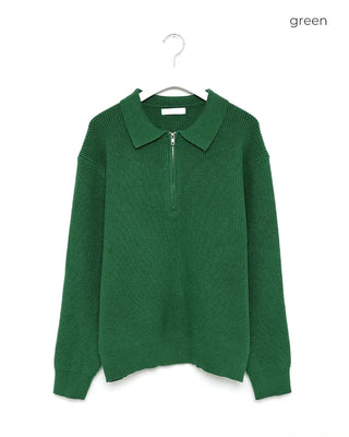 Half-neck zip-up collar knit