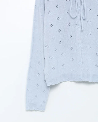 Knitted Flower Punching Hooded Cardigan