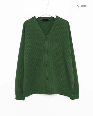 V-neck ribbed cardigan