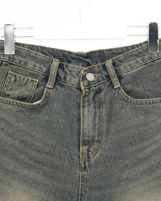 Vintage Wash Half Denim Pants