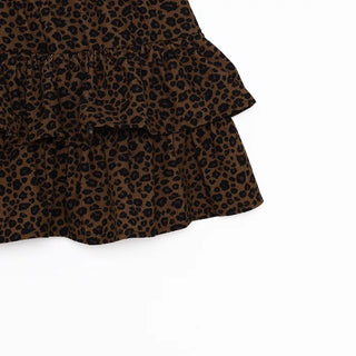 Leopard tiered ruffle mini skirt