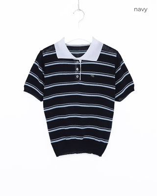 Two-tone short-sleeved knit