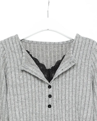 Lace-layered slim-fit knit