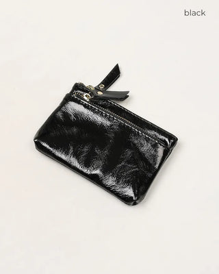 Double Zip Leather Mini Wallet