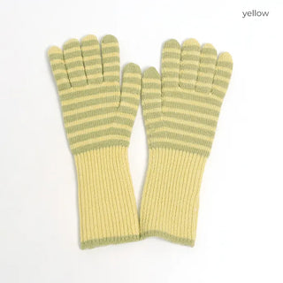 Striped long gloves