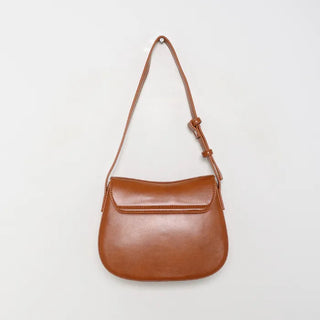 Round flap shoulder bag