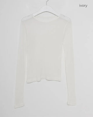 Round neck sheer long T-shirt