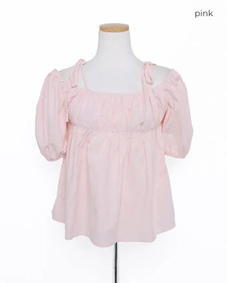 Shirred off-shoulder blouse